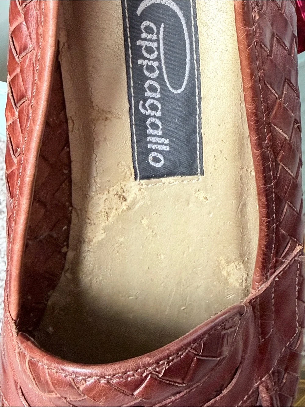 Vintage Pappagallo Brown Woven Leather Penny Loafers - Size 5.5